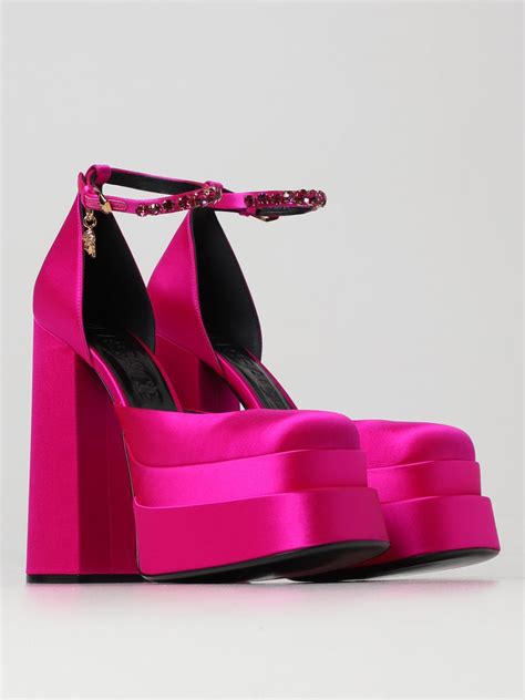 versace high heel lucite sole shoes|versace pink shoes.